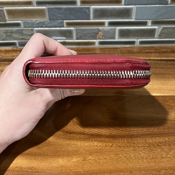 PRADA Red Saffiano Zip Around Wallet - Picture 6 of 12
